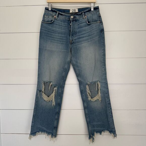 Free People Women’s 28 Maggie Straight Leg Jeans Distressed - Picture 1 of 5